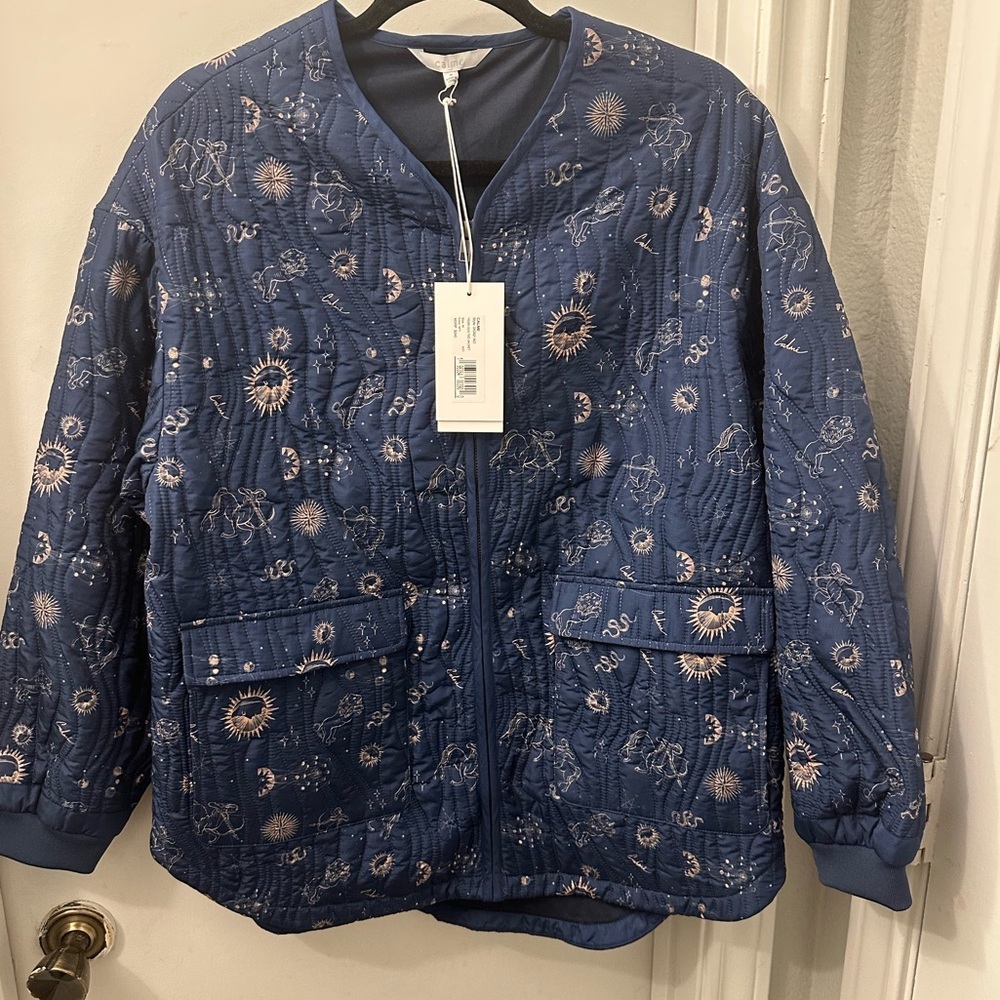 Johnny Was Navy Blue Embroidered Quilted Jacket - Picture 4 of 11